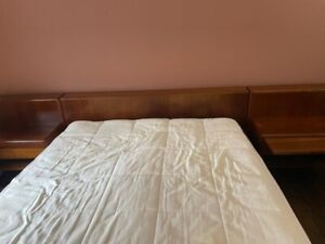 Scand Danish Mod Century Modern Teak Queen Bed With Nightstands