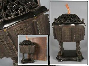 Chinese Antique Ming Dynasty Bronze Incense Burner W 15 H26 Cm 1310g
