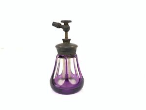 Antique Enots Overlay Glass Perfume Atomizer Amethyst Colour