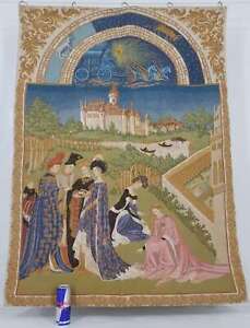Vintage Medieval Scene Cross Stitch Wall Hanging Tapestry 88x65cm