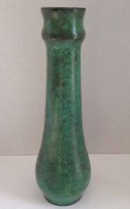 Tall Bulbous Vase Mission Silver Crest Bronze Verde Green Arts Crafts 1900 S
