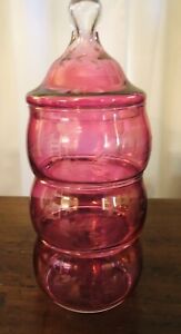 Cranberry 3 Their Stacked Glass Apothecary Jar