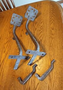2 Antique Decorative Cast Iron Horse Drawn Buggy Foot Steps Hardware Old West