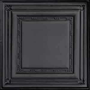Faux Tin Ceiling Tile 24 25 X 24 25 Nail Up Satin Black 12 Pcs 48 Sq Ft Case 