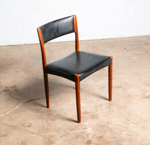 Mid Century Danish Modern Dining Chair Randers Solid Teak Black Rosewood Vintage