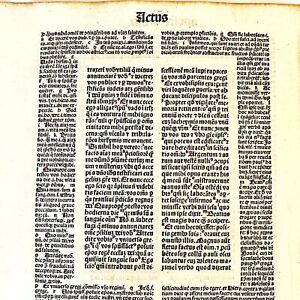 Rare 1495 Incunable Bible Leaf Medieval Manuscript Christian Jesus Rare F