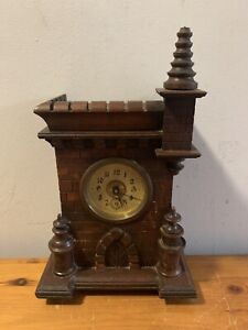 Vintage Black Forest Carved Castle Clock