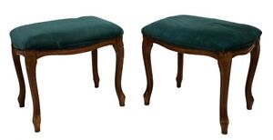 Antique Stools Foot Green Upholstered Louis Xv Style Charming 1900 S 