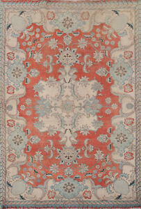 Vintage Rust Wool Kashmar Floral Area Rug 5x6 Wool Hand Knotted Traditional Rug