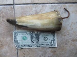 Very Early Antique Handmade Domed 7 Powder Horn Musket Rifle Militia Gift