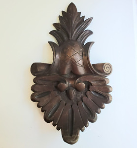 Antique Hand Carved Pineapple Wall Hanging Topper Rustic Farmhouse Salvage