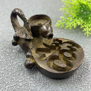 Rare Chinese Blessing Copper Gourd Figure Statue Collect Bronze Table Decor