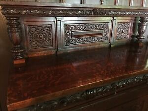 Beautiful Jacobean Antique Oak Sideboard Buffet