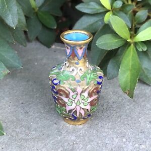 Chinese High Relief Raised Cloisonne Miniature Petite Vase