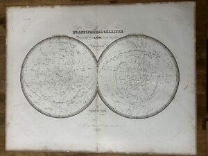 Rare Astrology Planets Stars Chart Map Lapie Map 1828 Planetary Constellation