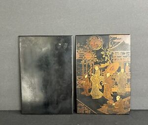 Early To Mid 19th Century Japanese Figure Pattern Maki E Lacquered Wood Folder