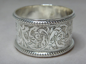 Antique British Sterling Silver Serviette Napkin Ring Birmingham