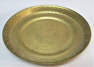 Antique Signed Tiffany Gilt Bronze Dore Shallow Bowl Ornate Border C 1900