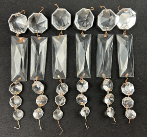 6 Antique Cut Crystal Glass Prism Drop Lusters Lamp Chandelier 6 25 Long