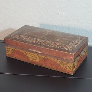 Vintage Islamic Hang Engraved Brass Box Wood Lined