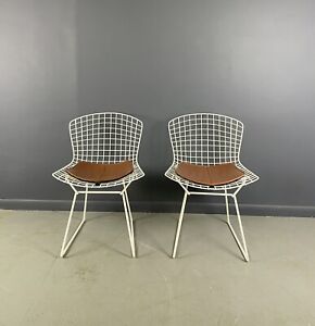 Knoll Pair Bertoia Mid Century Modern Wire Side Chairs