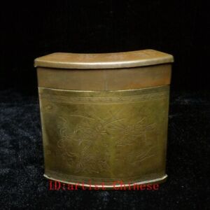 3 2 Old China Bronze Hand Carving Cricket Calligraphy Cigarette Box Collection