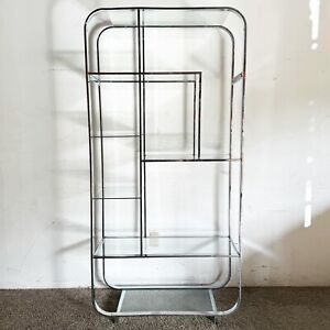 Mid Century Modern Chrome And Glass Etagere Attributed To Dia