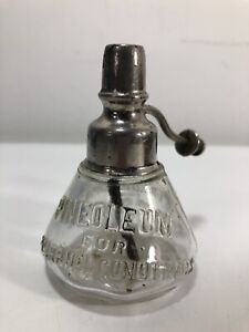 Vtg Atomizer Advertising Pineoleum Co Perfume Or Spray Glass Medicine Bottle
