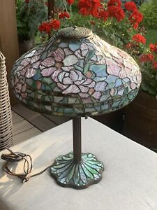 Antique Tiffany With Magnolia Motif Table Lamp Reproduction