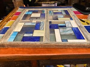 Stained Glass Window Frame 27 X24 Inches Blue In Color