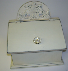 Primitive Wooden Saltbox Recipe Box Storage Wall Or Tabletop