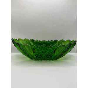 Antique Eapg Emerald Green Glass Oval Berry Dish Us Glass C1898 Daisy Button