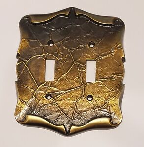 Antique Amerock Carriage House English Brass Double Light Switch Plate Cover Mcm