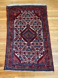 Antique Oriental Carpet Vintage Handwoven Rug 3 4 X5 2 