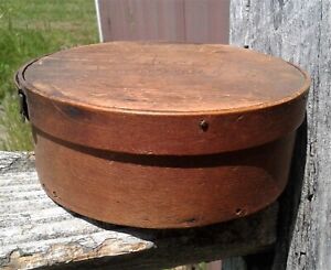 Antique Round Wooden Pantry Box W Lid 1900s Era