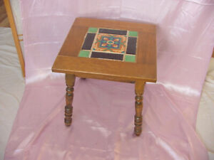 Antique Calif Tile Top Mission Arts Crafts Vintage Side Table Monterey Catalina