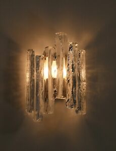 Vintage J T Kalmar For Franken Kg Iceglass Moulded Ice Glass Sconce