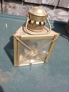 Vintage Brass Color Ship Lantern Nautical Hanging Oil Lamp Triangle 3 Sides Mini