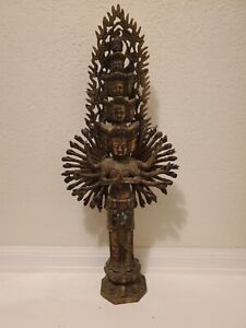 Asian Tibetan Chinese Bronze Buddha Avalokiteshvara 22 Tall 1000 Arms