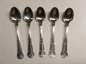 Set Of 5 Vintage Mid Century Carl M Cohr Danish Silver Demitasse Spoons 4 5 8 