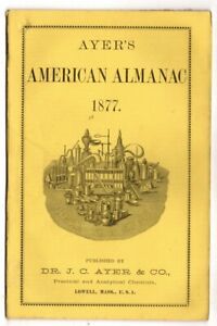 Antique Ayer S American Almanac 1877 Zodiac Ayer S Patent Medicines