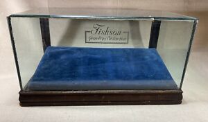 Antique Charles F Biele Sons Wood Glass Counter Showcase Fishon Jewelry Display