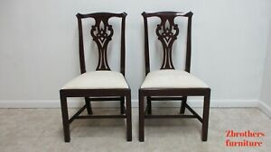 Pair Henkel Harris Side Chairs Dining Room Mahogany Chippendale 102s A
