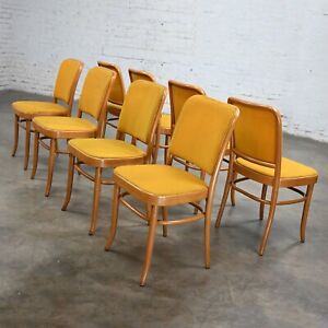 8 Armless Bauhaus Beech Bentwood J Hoffman Prague 811 Dining Chair Style Thonet