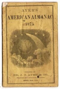 Antique Ayer S American Almanac 1873 Zodiac Ayer S Patent Medicines