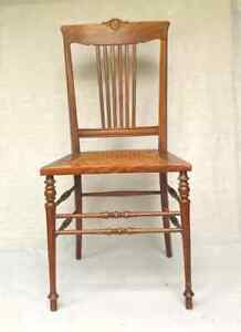 Antique Vintage Walnut Wood Cane Seat Chair Rare 