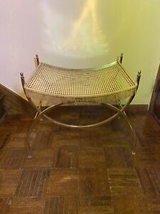Vintage Hollywood Regency Mid Century Modern Metal Vanity Bench Chair Stool