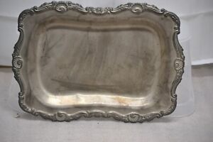 Antique Silver Looking Serving Tray No Marks 13 X 9 
