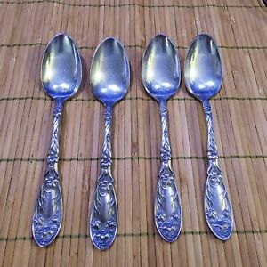 Set Of 4 Oxford Narcissus Silveplate Tea Spoons Pat 1908