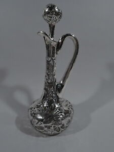 Alvin Decanter 36150 Antique Art Nouveau American Silver Overlay Glass